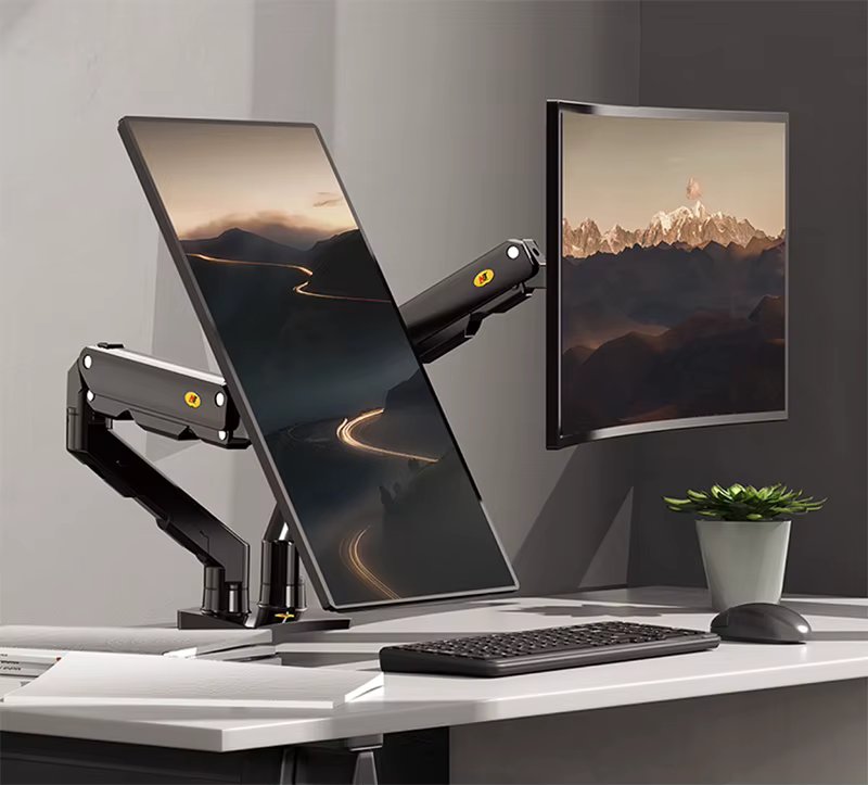 NB G55 Mechanical Spring Arm 27-34 Inch Dual Arc Screen Desktop Monitor Holder 5-16kgs Ultra Wide Monitor Mount with USB Port