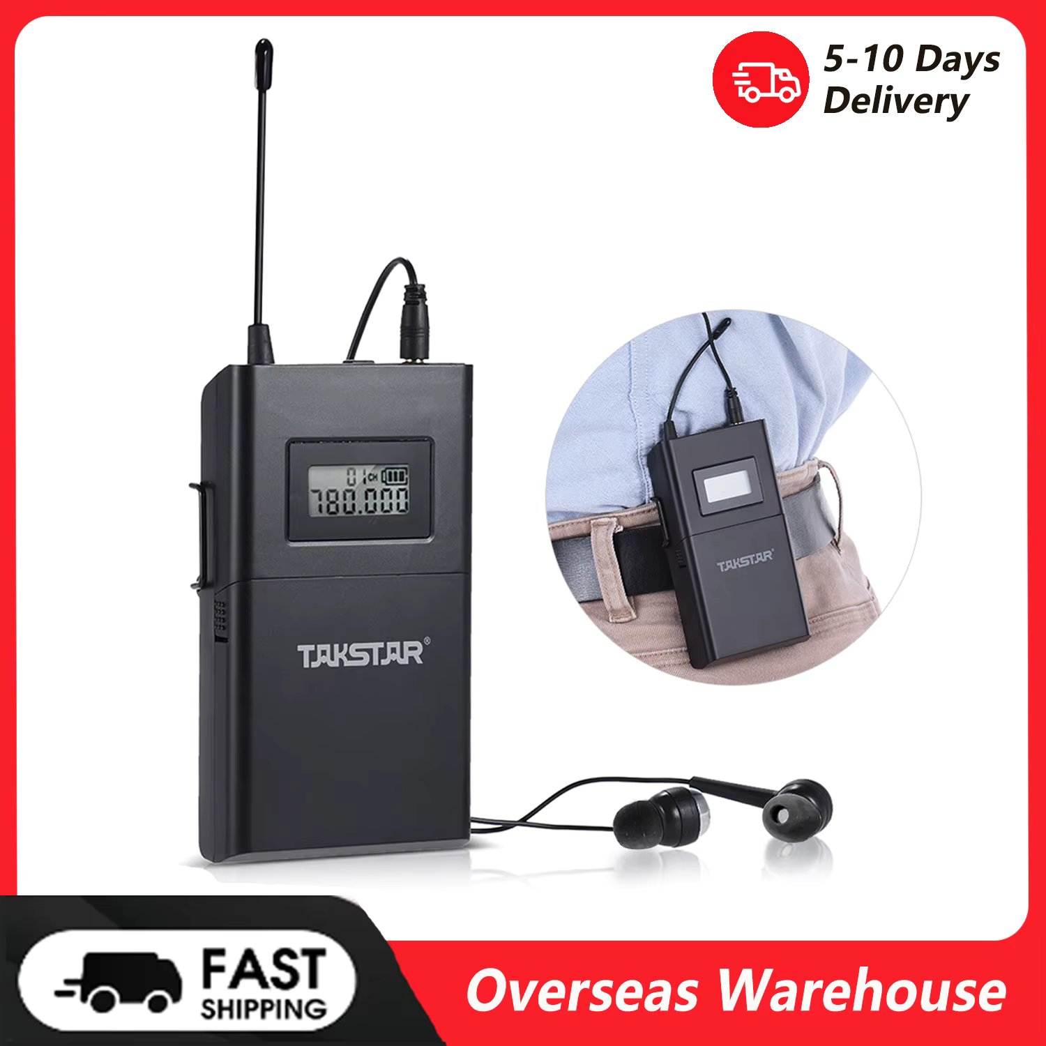 Takstar WPM-200 UHF Wireless Monitor System 50m Transmission Distance In-Ear Stereo Headphones Headset Transmitter