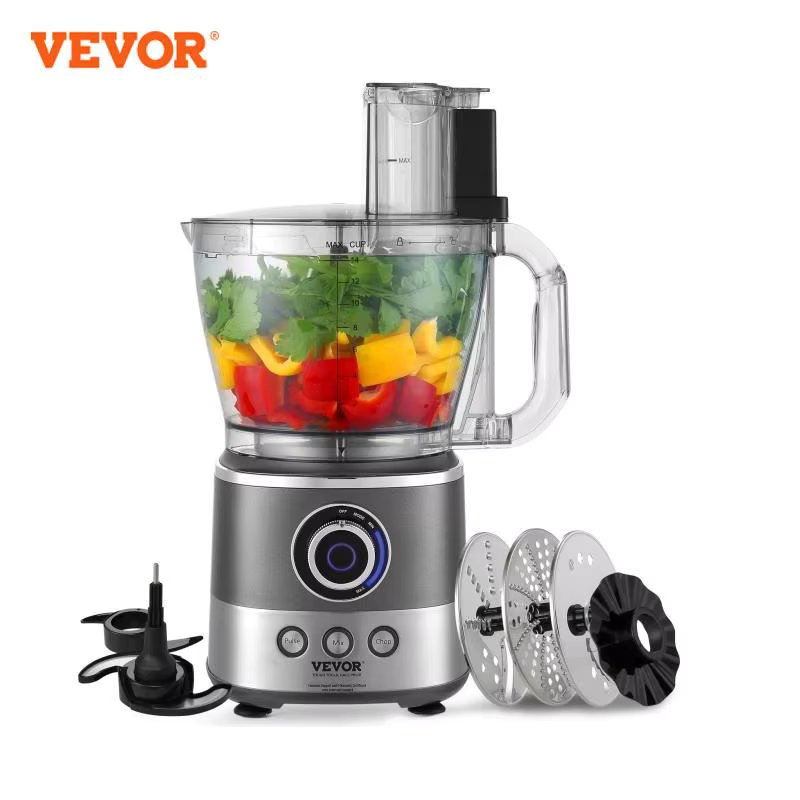 VEVOR Food Processor 14-Cup Vegetable Chopper for Chopping Mixing SlicingPureeand Kneading Dough 650 Watt Stainless Steel Blade 