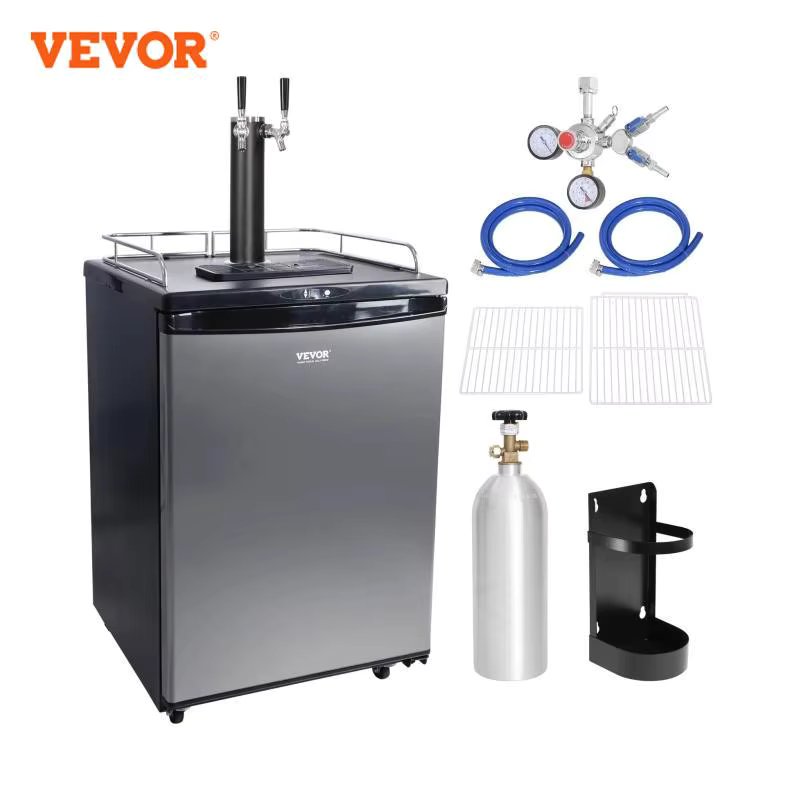 VEVOR 163L Electric Beer Kegerator Beer Cooling Portable Draft Beer Dispenser Pressurized Equipment Dual Tap for Commercial Home