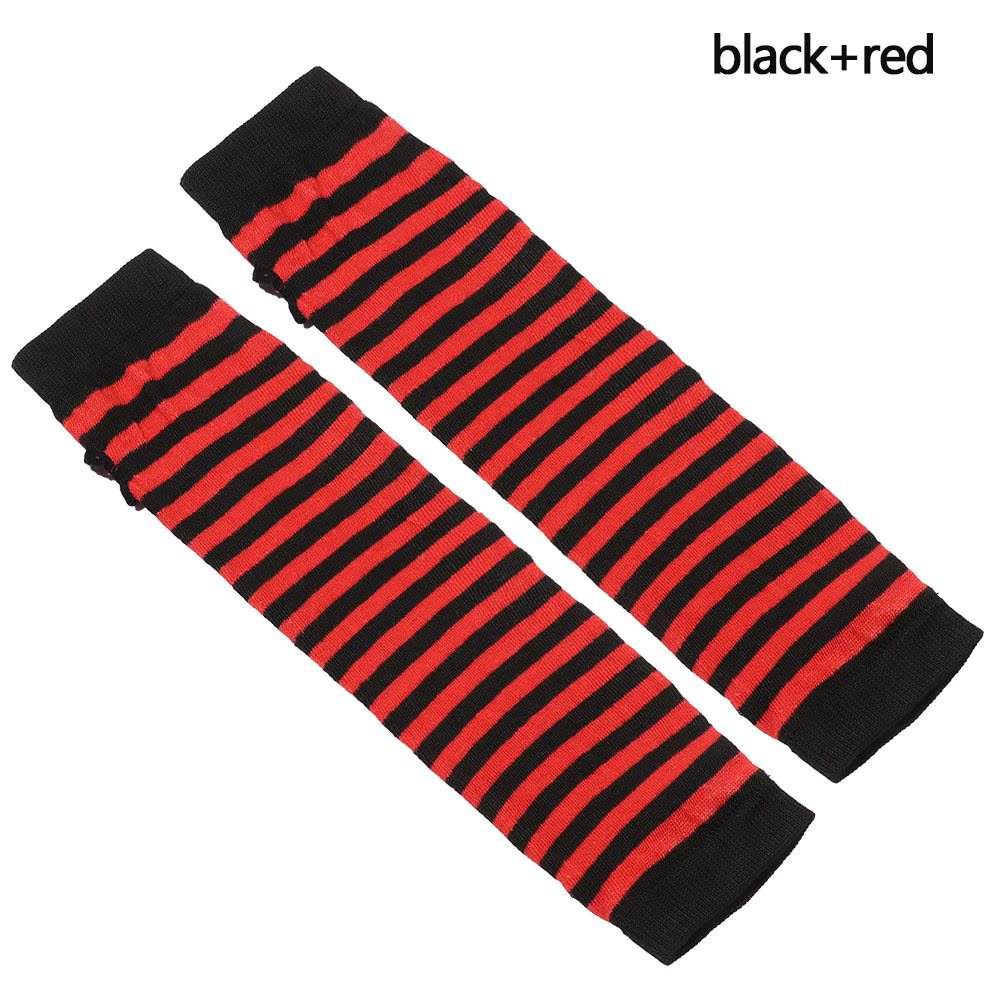 Women Girls Cotton Classic Fingerless Long Gloves Wristband Arm Warmer Long Sleeve Striped Elbow Mitten Knitted Handschoenen