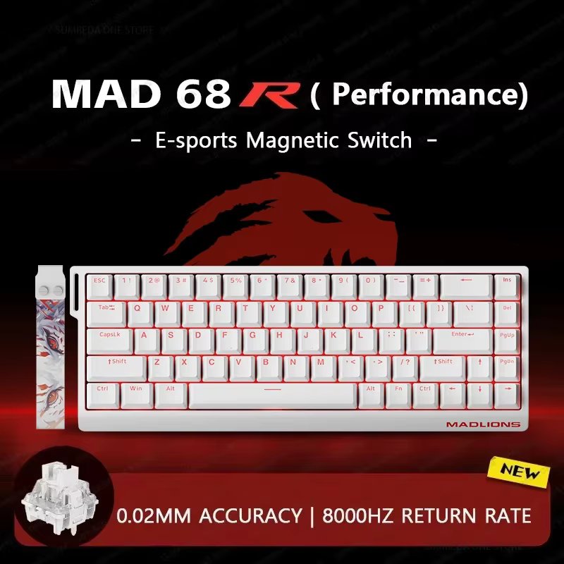 Madlions Mad 68R Mad 60he Mad60 Mad 68he Wired Mechanical Keyboard Gaming Magnetic Switch RT 0.02mm 8K Rate RGB Hotswap Keyboard
