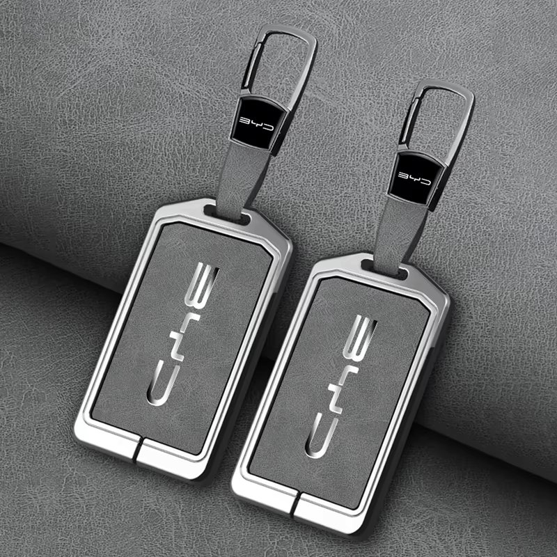 Zinc Alloy Leather Car NFC Card Remote Key Cover Fob Case For BYD Tang DM Han EV Song PRO Qin PLUS DMI Keychain Accessories