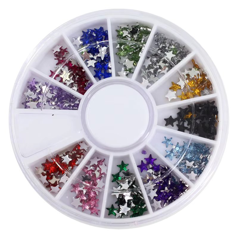 Pro 3mm star nail rhinestone wheel DIY 3D nail art decoration glitter Manicure Tips