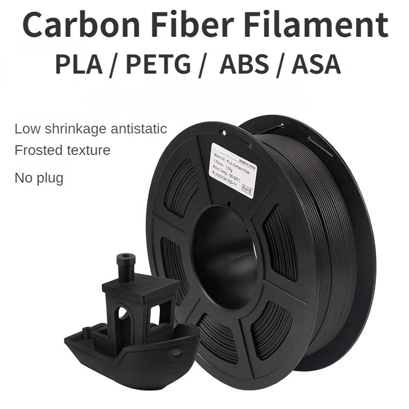 Carbon Fiber Filament,1KG 1.75mm 3D Printing Filament PETG/PLA/ABS/ASA CARBON FIBER with RoHS for Most 3D Printers 1kg/250g