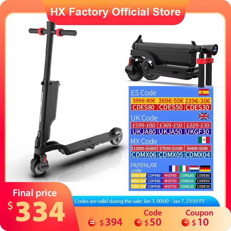 HX X6 Foldable Electric Scooter 7.5A 350W 25KM/H EScooter 36V electric scooters 5.5 Inch E Scooter For Adults