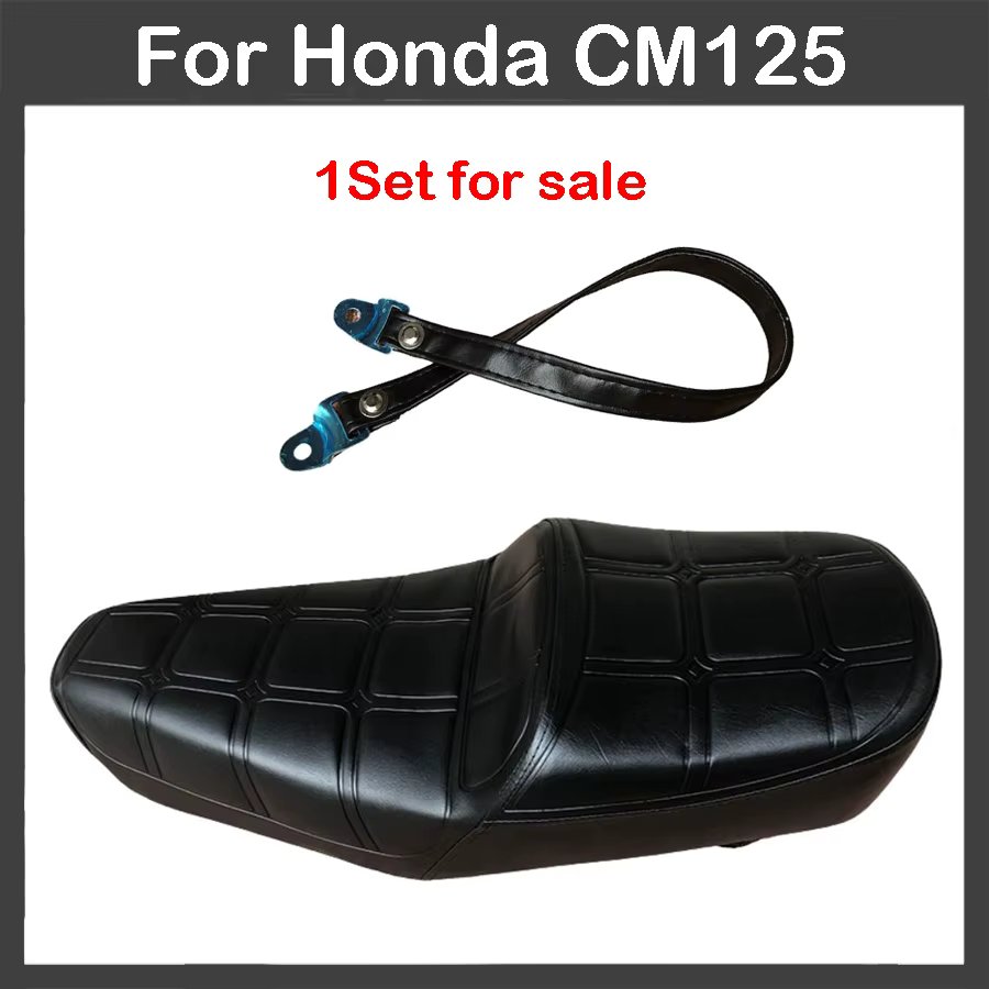 For Honda CM125 1 Set Leather Black Motorcycle Seat Cushion Pad With Strap Waterproof Dustproof Motorbike Seat Cover