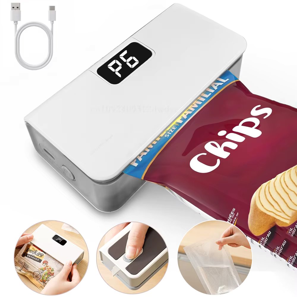 Heat Bag Sealing Machine Mini USB Rechargerable Plastic Bags Shrink Wrap Bag Sealers Food Package Bags Heat Sealer 6 Gear