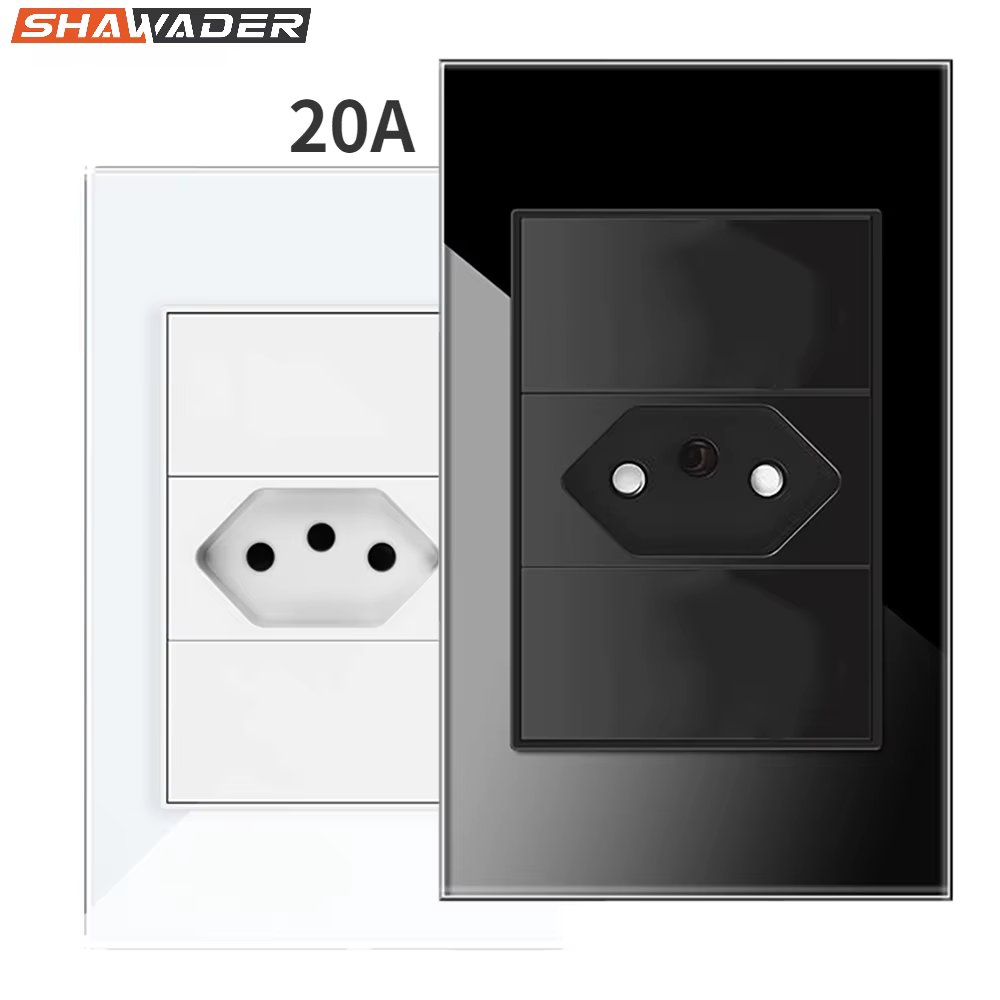 Brazil Wall Socket 20A USB Type C Power Plug Pressure Switch Tempered Gold Glass Panel Position Jack Outlet Home Office Kitchen