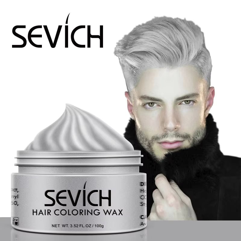 Sevich Temporary Hair Color Wax Men Diy Mud One-time Molding Paste Dye Cream Hair Gel for Hair Coloring Styling Silver Grey 120g