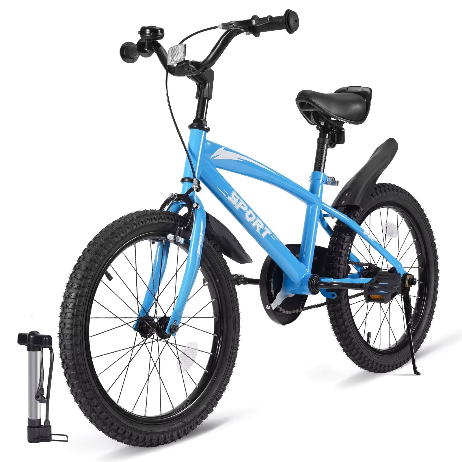 18" Kids Bike Girls and Boys Blue Bicycles with Removable Training Wheels for Age 5-10 Years Old