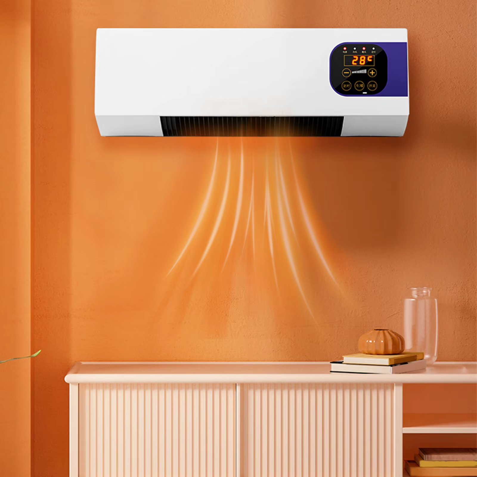Wall Mounted Heating Machine Safety Electric Wall Mounted Heater Space Saving Nature Warm Wind with Remote Control for Bedroom