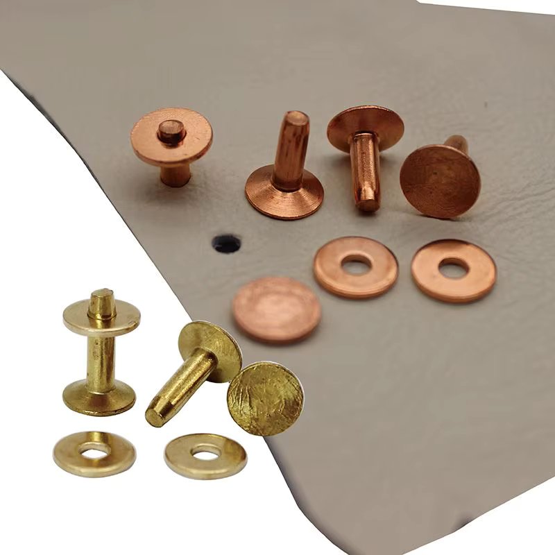 10sets Copper Brass Rivet For Leather With Burrs Washers For DIY