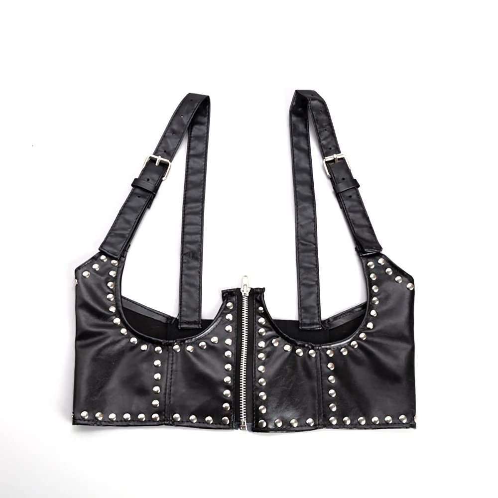 Ladies's Stud shoulder strap punk rock perform Cummerbund Decorate waist accessory Under Bust Sexy Harness Vest For Women Girdle