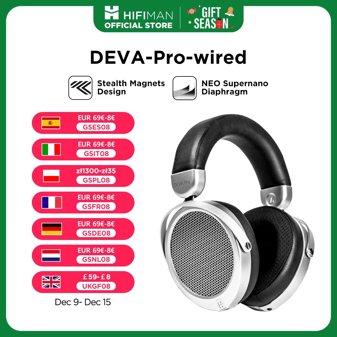 HIFIMAN Deva-Pro Over-Ear Open-Back Planar Magnetic Headphone with Stealth Magnets-Wired Version