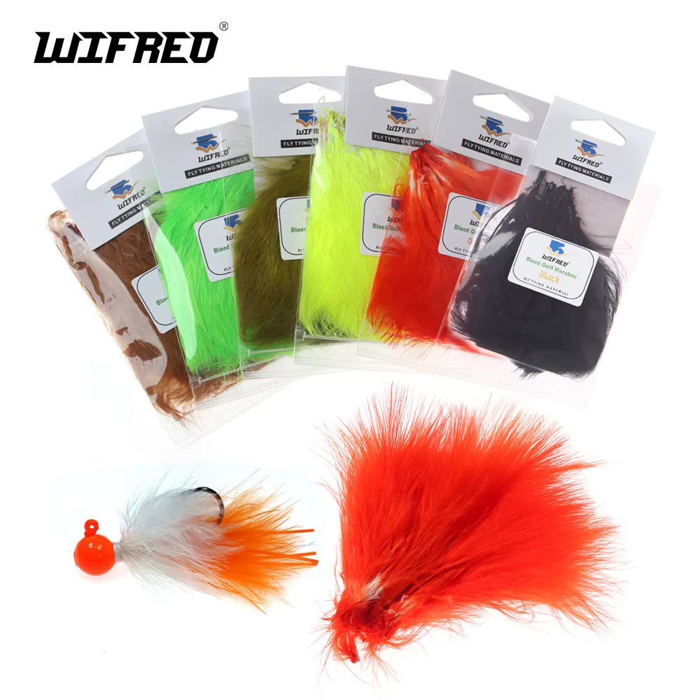 Wifreo 3~4 inch Colored Marabou Feather Blood Quill Fly Fishing Tying Material For Woolly Bugger Streamer Flies Jig Lure