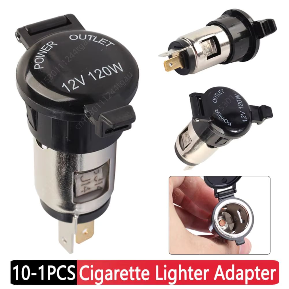 10-1pcs Car 12V-24V 10A 120W Cigarette Lighter Female Socket Power Plug with Waterproof Cover Case for Auto Car Truck Motorcycle