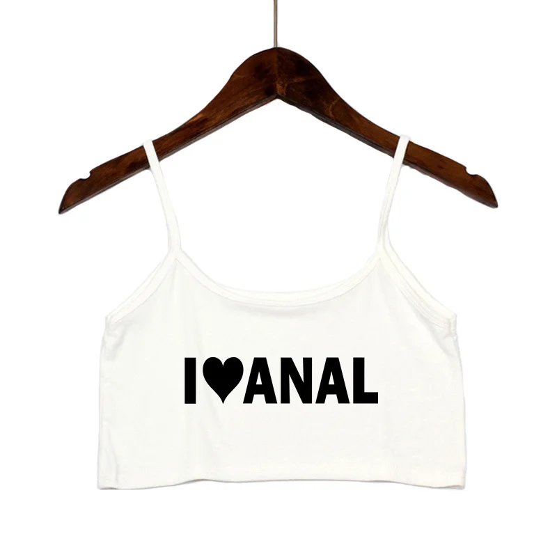 Women's Crop Top New Anal Love Heart Print Summer Sexy Elastic Cotton Camis Sleeveless Short Tank Top Bar Hot Tops for Women