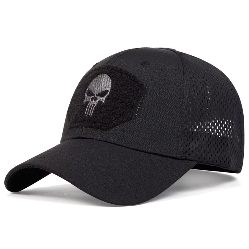 Outdoor Camouflage Adjustable Cap Summer Mesh Breathable Tactical Skull Embroidery Hat Fishing Hunting Snapback Baseball Caps