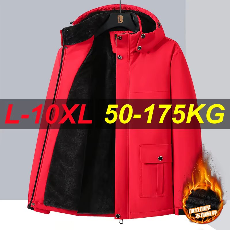 10xl 9xl Winter Men Parka Coats Fleece Waterproof Warm Plus Size 6XL 7XL 8XL Oversize Thicken Hooded Jackets Loose Windbreaker