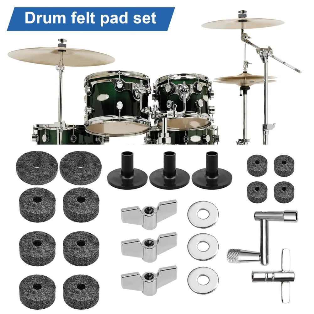 23Pcs/Set Cymbal Felt Pad Anti-Scratch Improve Sound Drum Felts Pad Cymbal Stand Felts Drum Washers Sleeves Set Replacement