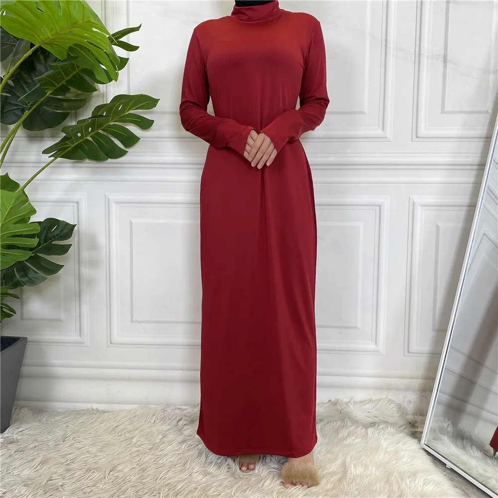 Modest Abaya Femme Casual Vestido Turtle Neck Hijab Inner Dress Muslim For Women Maxi Robe Caftan Turkey Kaftan Islamic Clothing