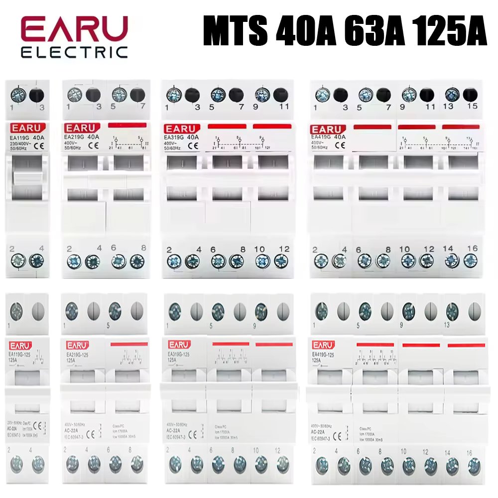1P 2P 3P 4P 40A 63A 125A MTS Dual Power Manual Transfer Interlock Circuit Breaker Din Rail Isolating Discounnecting Switch