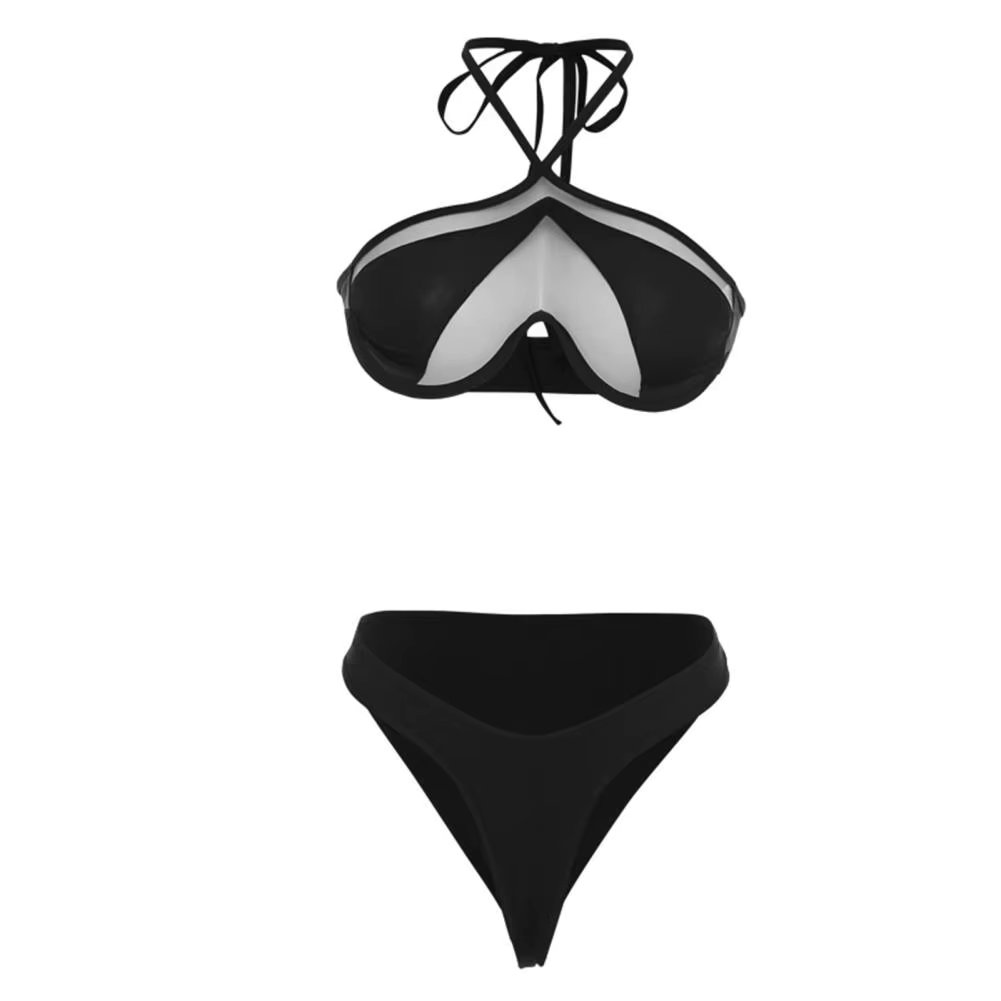 Two Pieces  Attractive Weird Puss Bikini 2-Piece Set Lightweight Women Swimwear Split Type   for Swimming