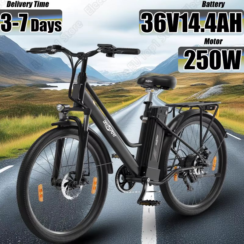 ONESPORT OT18 Electric Bike 250W Motor 36V14.4Ah Battery Adult Ebike Bluetooth APP 26inch Tire Mountain Highway Electric Bicycle