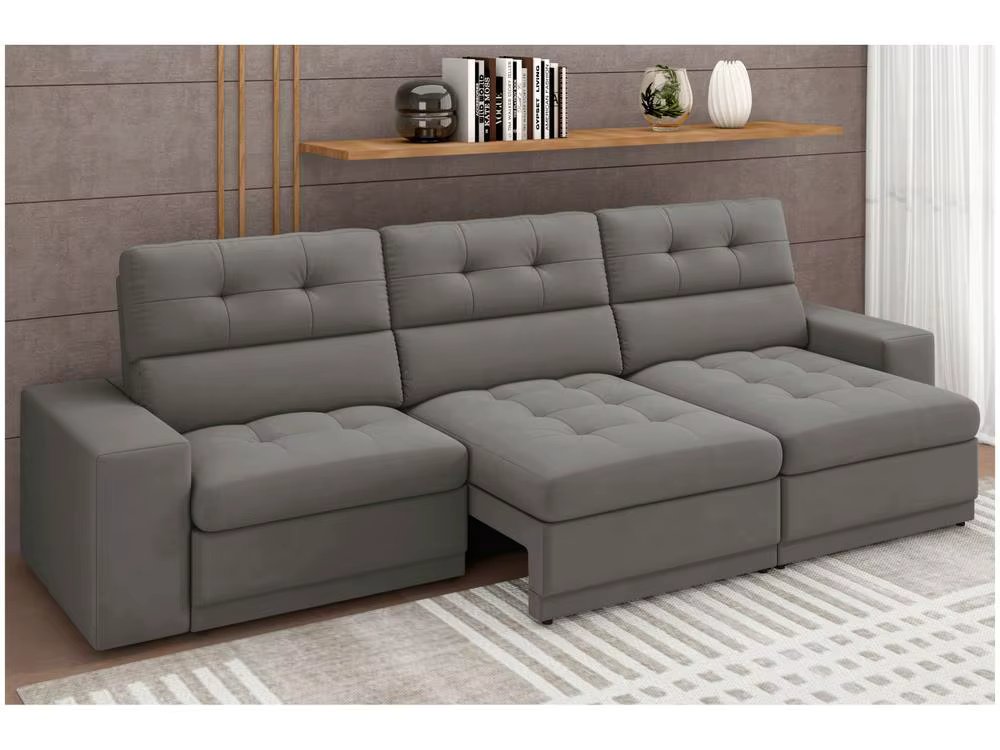 Reclining Retractable Sofa 4 Places Velvet Rome Besthouse