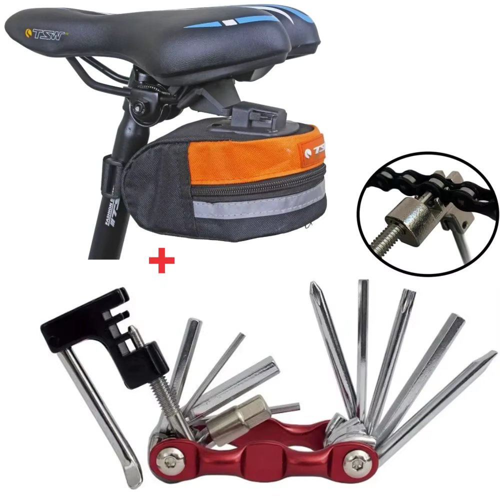 TSW 04 Orange Saddle Bag + 12 Functions Red Allen Rava Keychain Kit