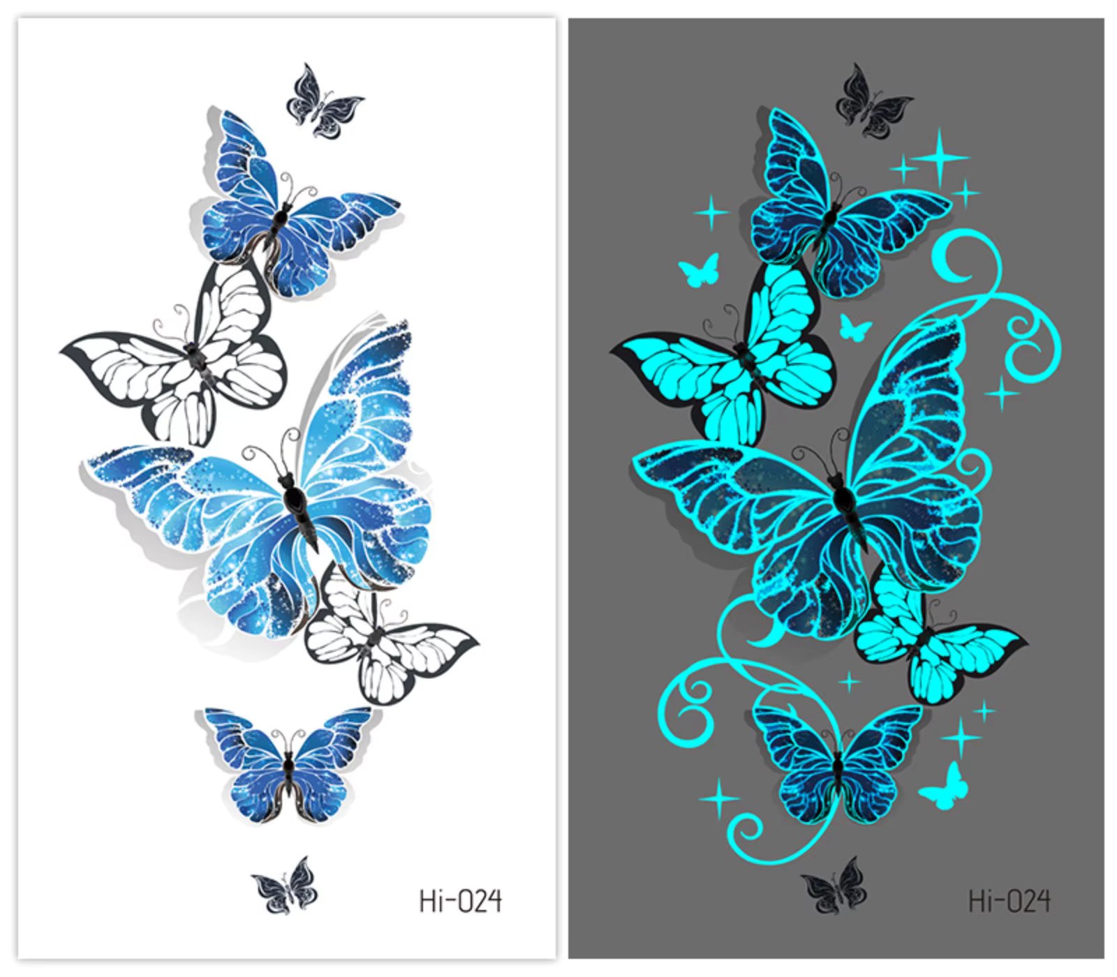 Luminous Tattoo Stickers for Women Arm Face Glowing Tattoos Body Art Tattoos Snake Butterfly Electric Syllable Party Tattoo 2025