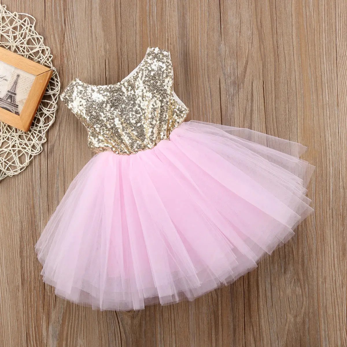 2020 Brand New Toddler Infant Child Kids Baby Girls Flower Lace Formal Wedding Dress Party Bridesmaid Prom Sleeveless Dress