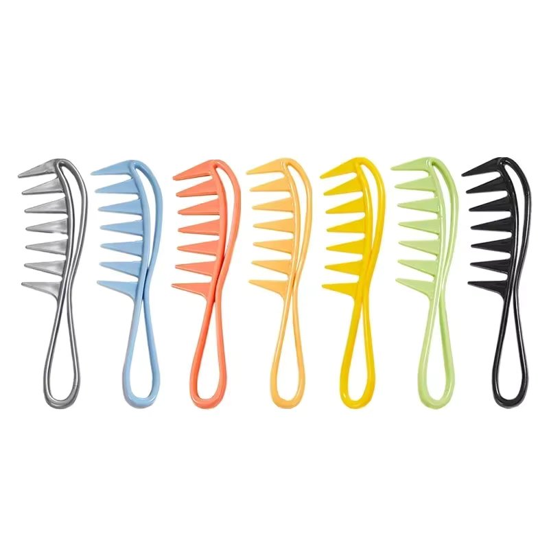 Wide Tooth Hairdressing Multi-color Wide-tooth Styling Comb Men's Retro Oil Head Back Hair Comb Household Hollow Fish-tooth Comb
