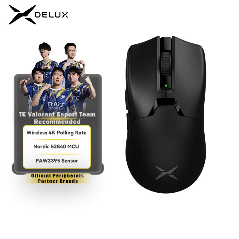 Delux M800 Ultra Lightweight 55g PAW3395 Wireless Bluetooth Tri-Mode Gaming Mouse 26000DPI 4K Compatible Macro Mice For PC Gamer