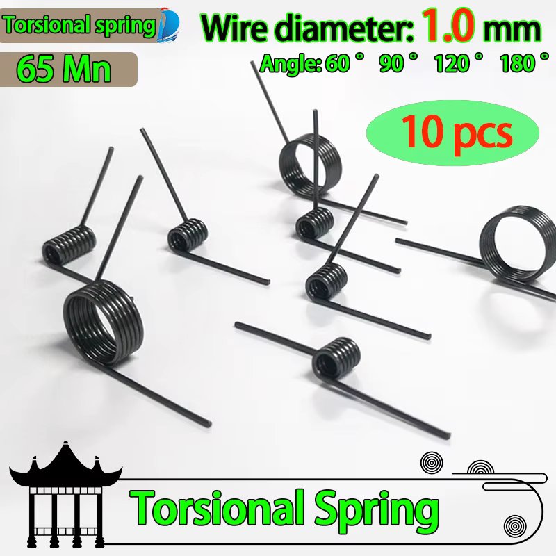 Wire Diameter 1.0mm 65Mn Steel V-Shaped Helical Torsion Spring Angle 60 90 120 180 Degrees Custom Metal Springs 10 Pieces