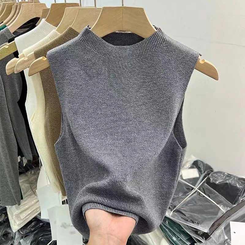 Sexy Knitted Top Summer Turtleneck Tank top Women camisole Blouse Sleeveless Slim Top Female sleveless t-shirt Vest Casual Camis