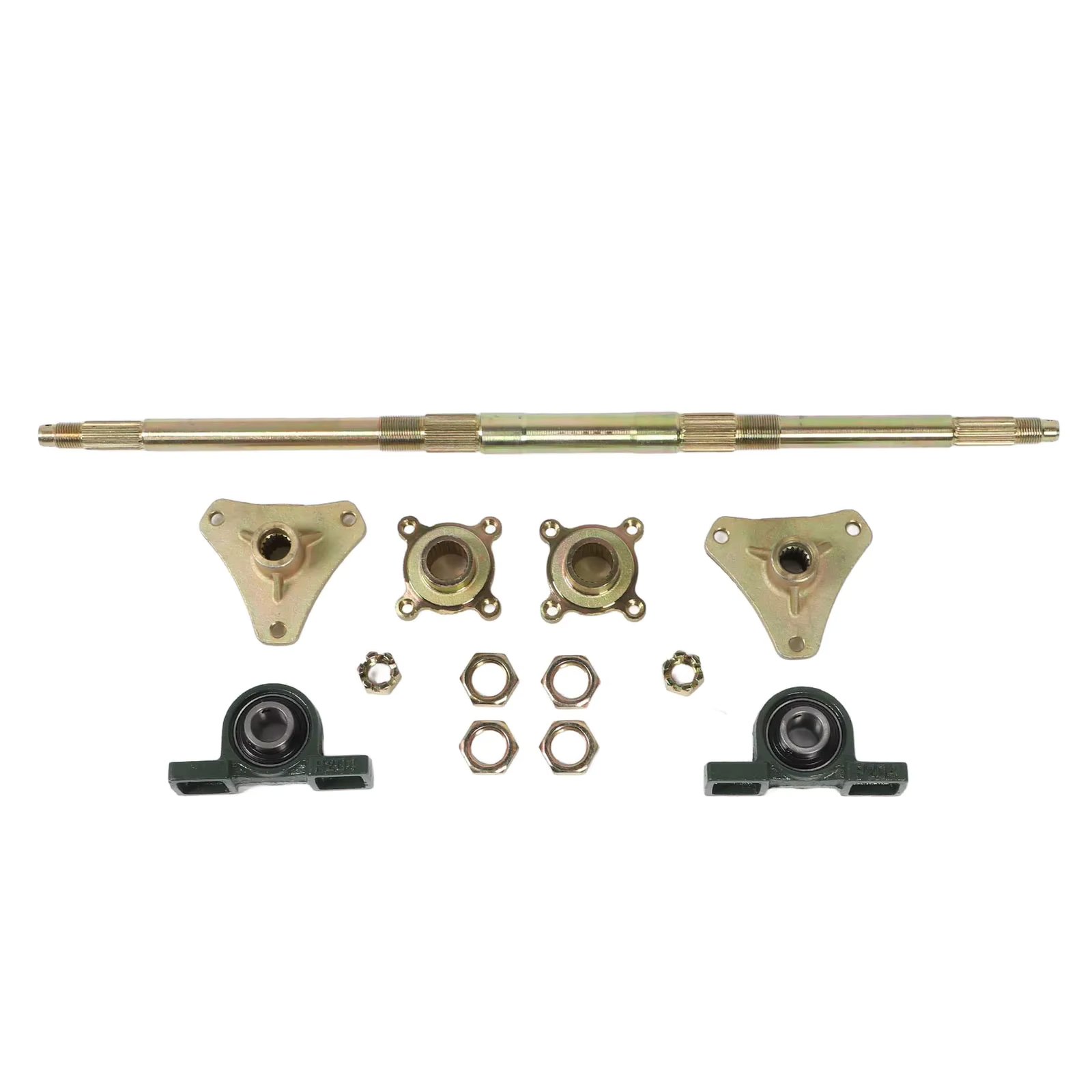 Rear Axle Kit 24inch Rear Axle Shaft Kit Flanges Fixing Mounts High Strength Anti  for Drift Trikes for 50‑150CC
