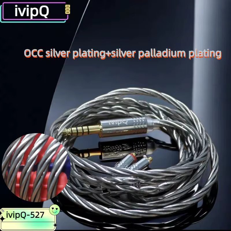 ivipQ-527 4-Core Silver Plated Palladium In Ear Earphone Upgrade Cable With 4.4mm 3.5mm MMCX 2PIN for TANZU SE535 UE900S Moondop
