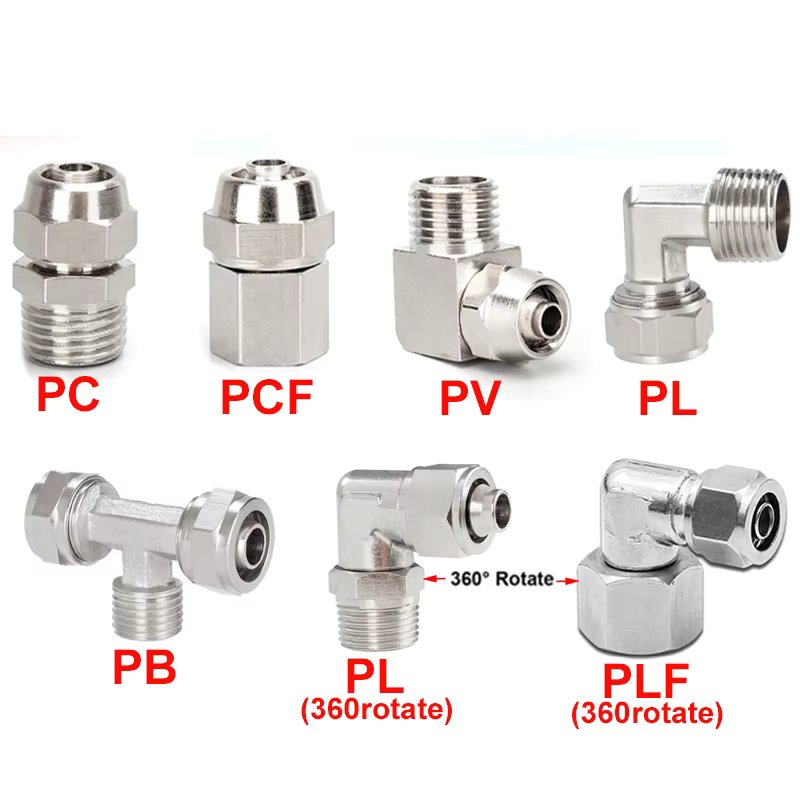 Copper Pneumatic Fittings Air Fitting OD 4 6 8 10 12 mm Thread 1/8 3/8 1/2" 1/4"BSP Quick Connector For hose Tube Connectors