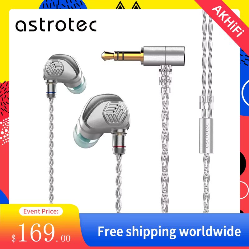 Astrotec AM850 MK2 Noise Canceling Earphone Wired Hifi  Monitor Stereo Headset Metal Headphones Detachable Cable