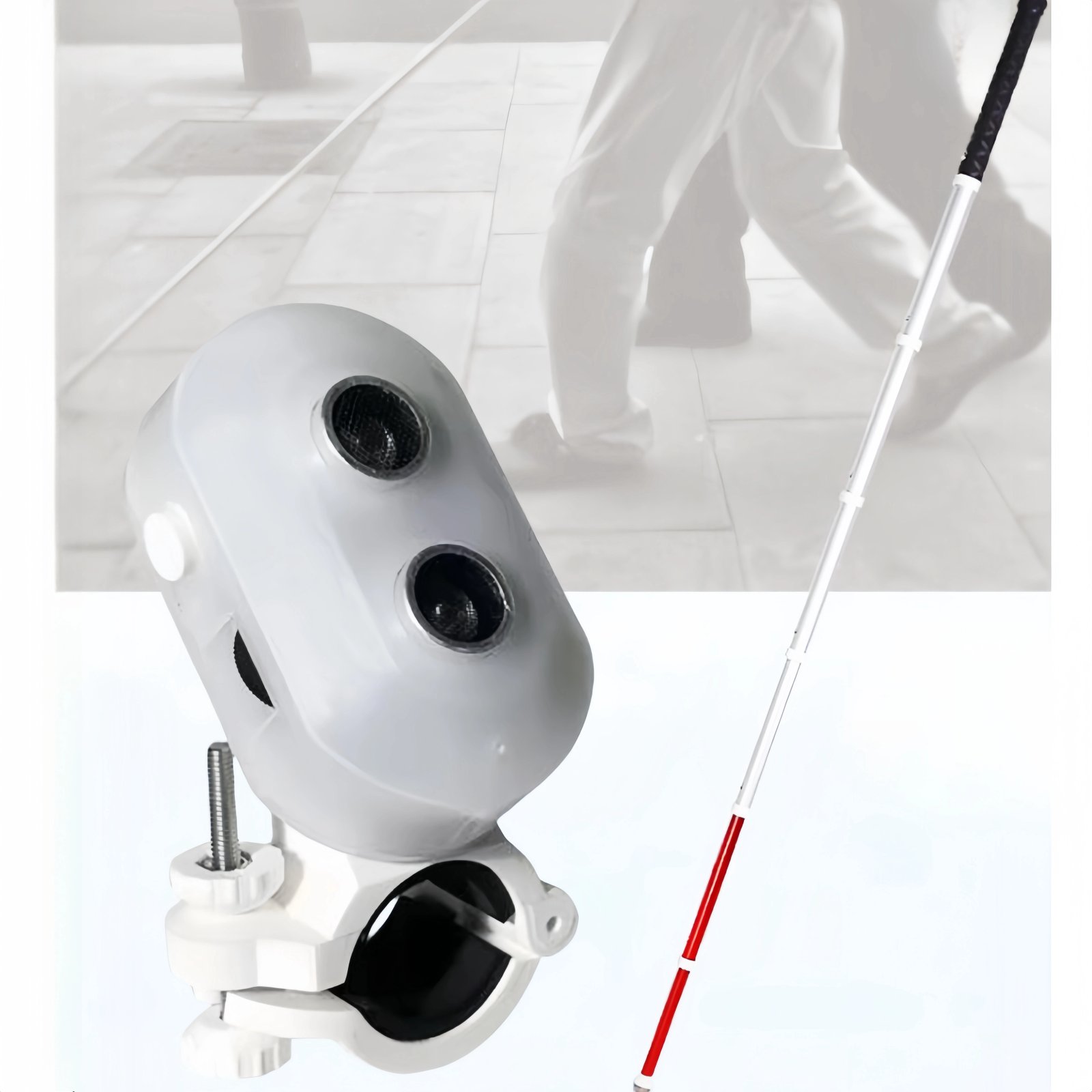 Detector Instrument for Walking Crutch to Help the Blind People Ultrasonic Detectors on Cane Stick Pole to Support Older Elderly