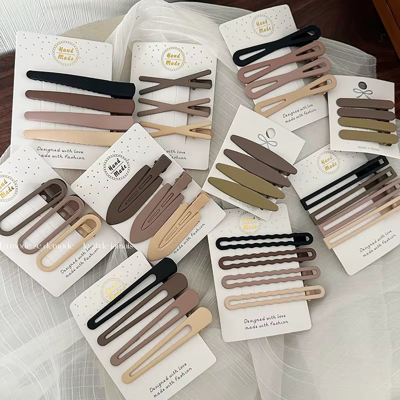 3PC/4PC Woman Korean Style Milk Tea Coffee Color Hairpins Set Girls Fashion Bangclip Hair Clips Hairgrip Barrettes Accessories