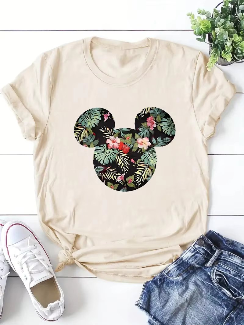 Spring and Summer Christmas Printed T-shirt, Casual Short Sleeve Round Neck T-shirt, Fashion Women's Clothing