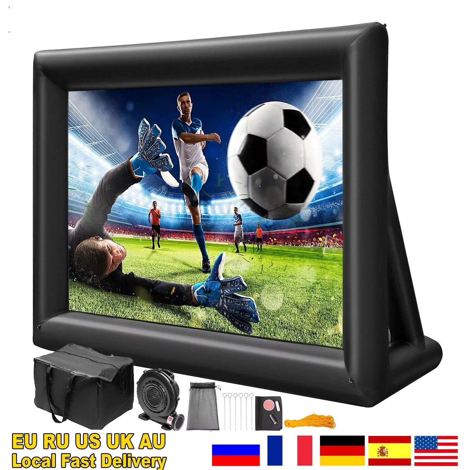 VEVOR 16FT 20FT Inflatable Movie Projector Screen With 350W Washable Air Blower 16:9 Home Cinema for Camping Wedding Outdoor Use