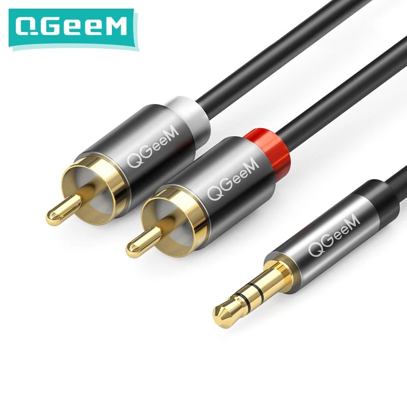 QGeeM RCA Cable 2RCA to 3.5 Audio Cable RCA 3.5mm Jack RCA AUX Cable for DJ Amplifiers Subwoofer Audio Mixer Home Theater DVD