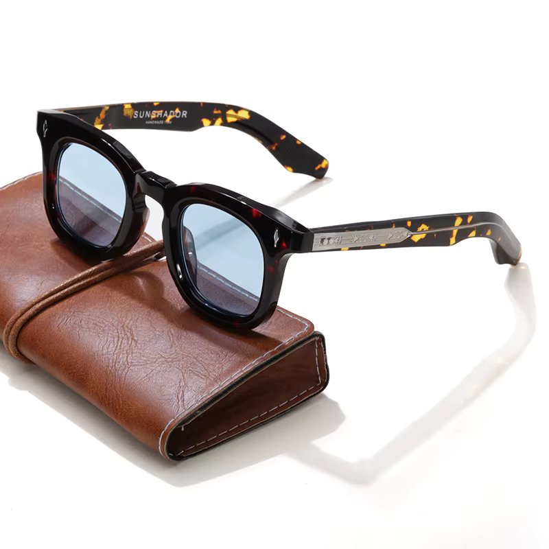 DEVAUX Acetate Square Frame Glasses Men's and Women's Universal Trend Classic Sculptable Sunglasses Outdoor UV400 Handmade