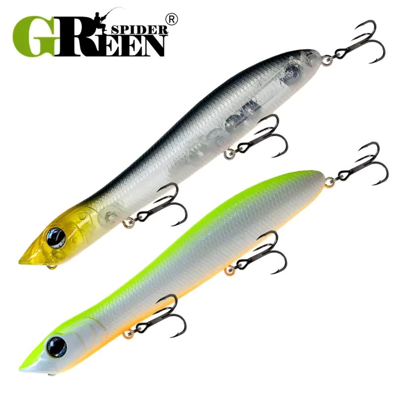 GREENSPIDER Fishing Lure 125mm 18g Topwater Pencil Popper Wobbler For Fishing Seabass Top Water Baits  Saltwater Surface Lures