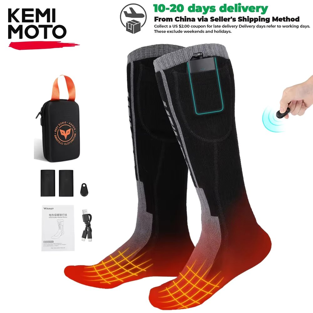 Winter Moto Heated Socks Men Women Remote Control Electric Heating Thick Stockings For Motorcycle Motocross Ski Outdoor Fishing