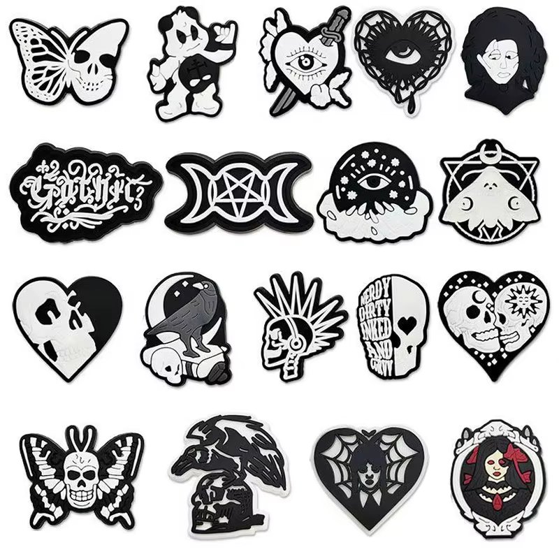 Halloween Skull Shoe Charms for Crocs Accessories Charms Clogs Bubble Slides Shoe DIY Decoration Buckle Kids Party Gifts